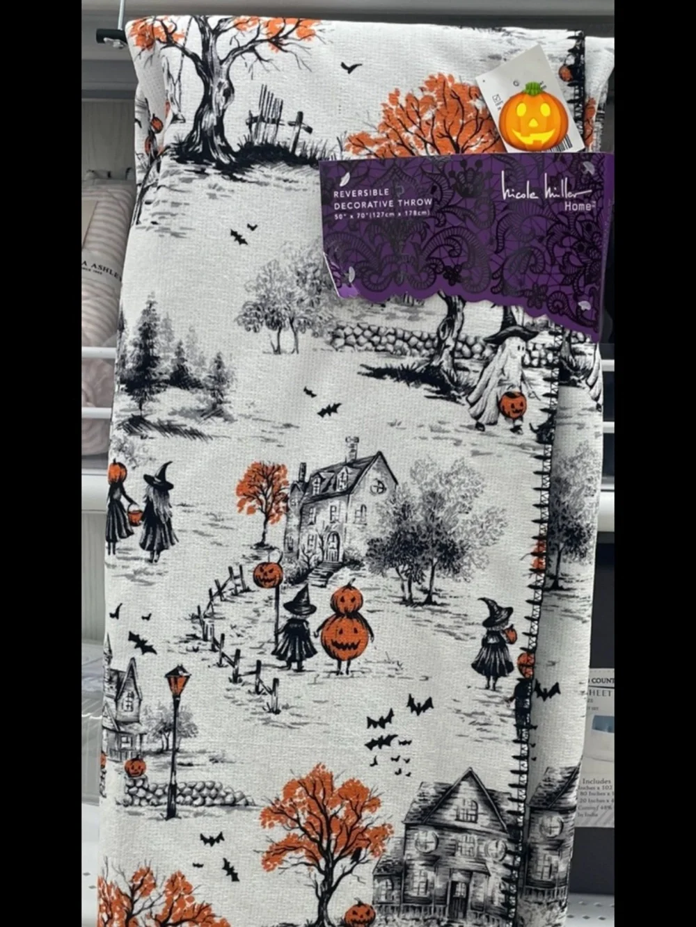 NEW Nicole Miller Halloween Blanket Haunted Village Plush Cozy Fall